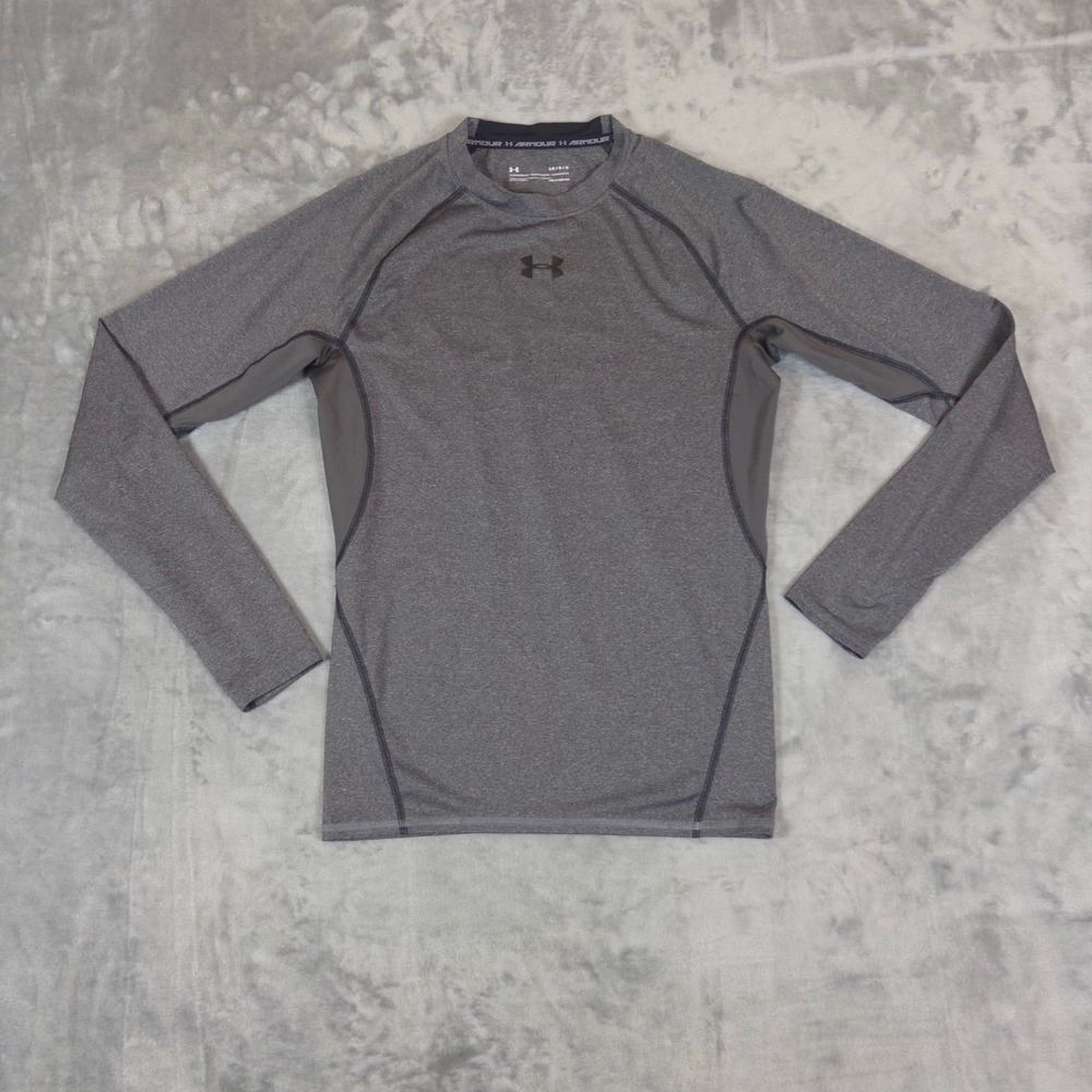 Under Armour HeatGear Compression Shirt Mens Large Gray Long Sleeve Base Layer